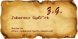 Zuberecz Györk névjegykártya